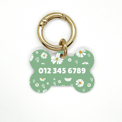 Green Daisy Pet ID Tag