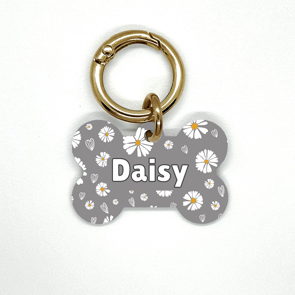 Grey Daisy Pet ID Tag