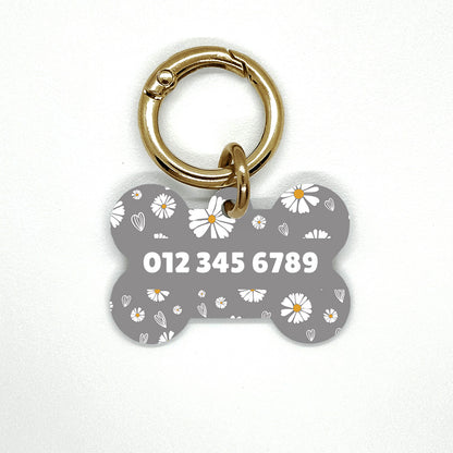 Grey Daisy Pet ID Tag