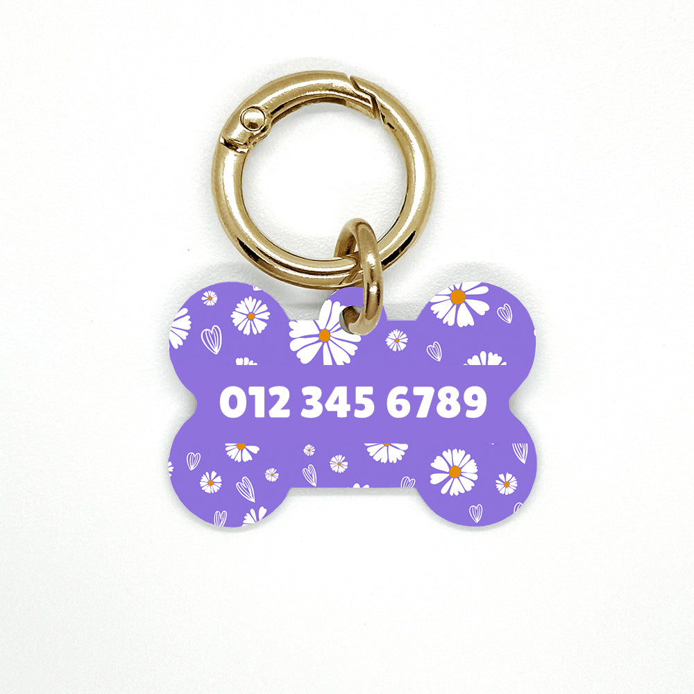 Purple Daisy Pet ID Tag