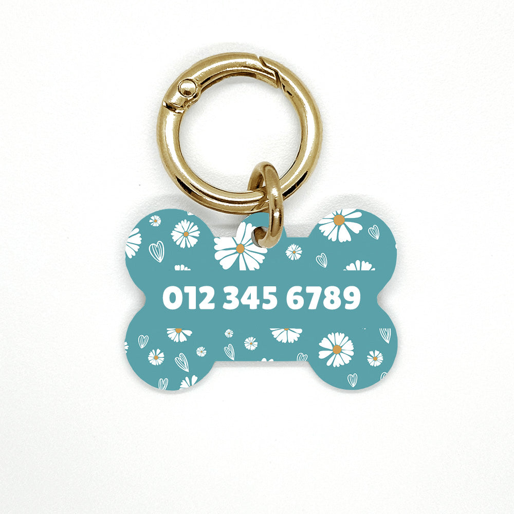 Teal Daisy Pet ID Tag