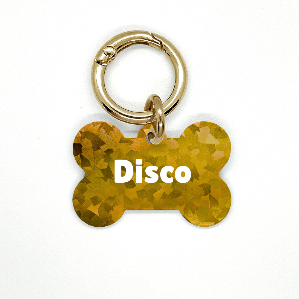 Yellow Disco Pet ID Tag
