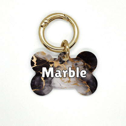 Black Marble Pet ID Tag