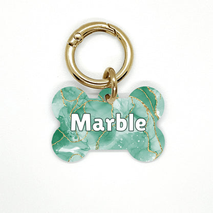 Green Marble Pet ID Tag