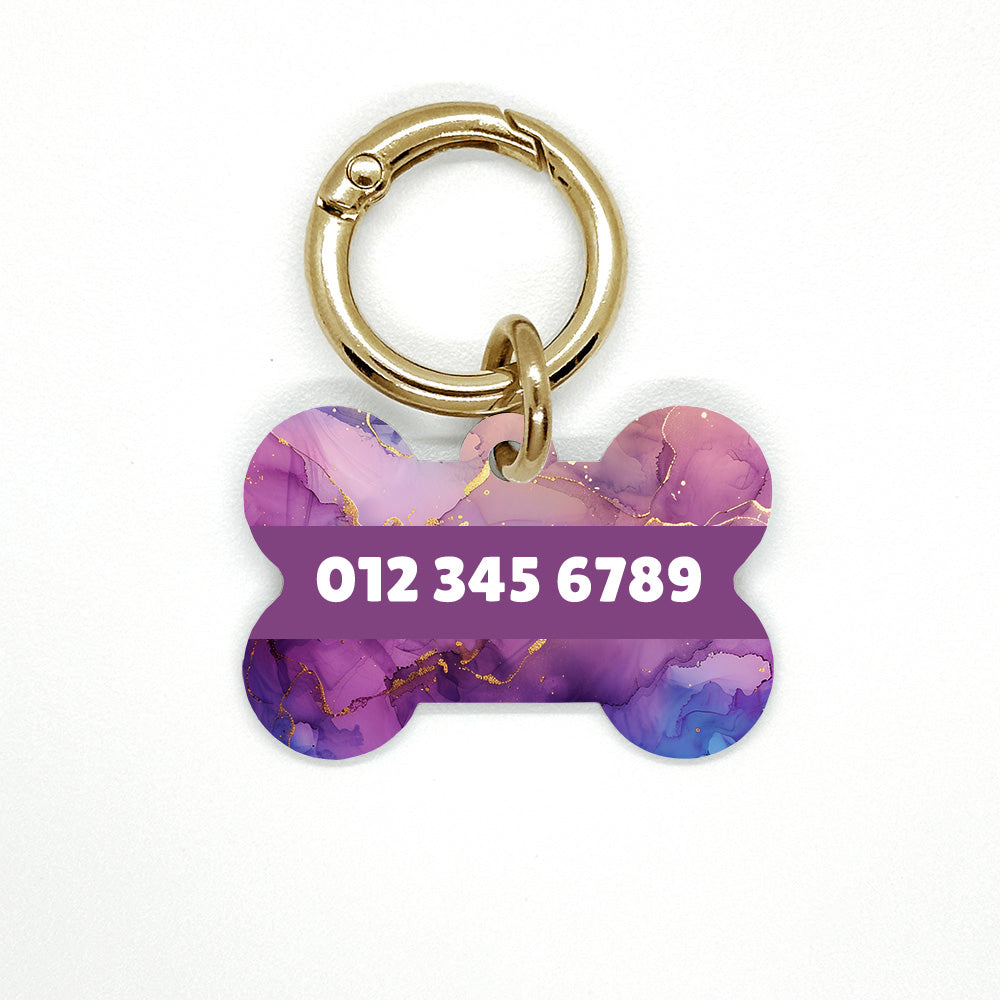 Purple & Blue Marble Pet ID Tag