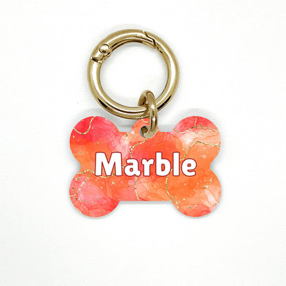Orange Marble Pet ID Tag