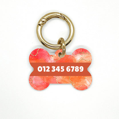 Orange Marble Pet ID Tag