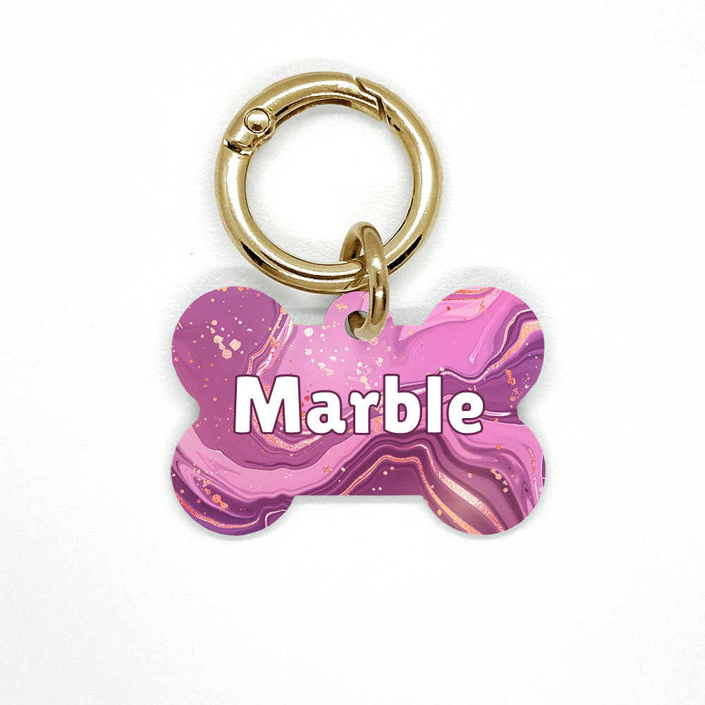 Pink Marble Pet ID Tag