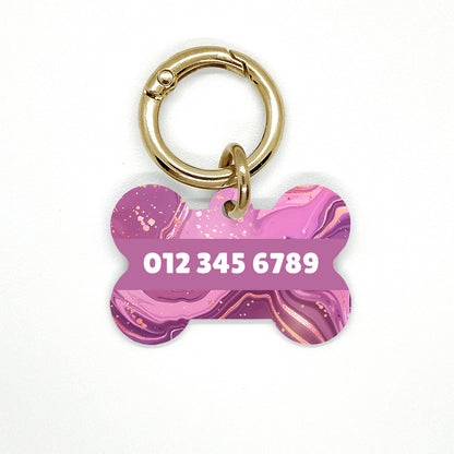 Pink Marble Pet ID Tag