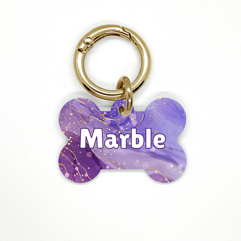 Purple Marble Pet ID Tag